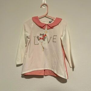 Lilly wicket dress nwt pink and white LOVE balloon bow collared dress size 24m